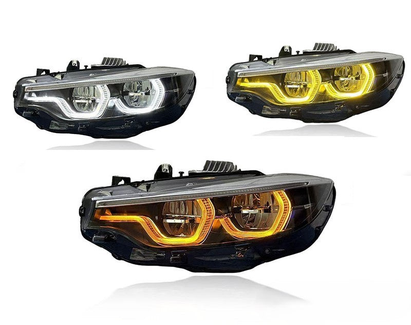 BMW 4er F32 F33 F36 F82 LED LCI Facelift Scheinwerfer Ikon V2 Weiß+Gelb+Rot/ Amber
