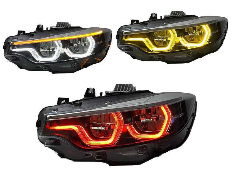 BMW 4er F32 F33 F36 F82 LED LCI Facelift Scheinwerfer Ikon V2 Weiß+Gelb+Rot/ Amber